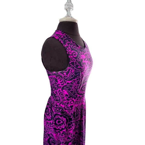 Jude Connally Black Purple Floral Catalina Cloth Jersey Sleeveless Dress Small - Picture 2 of 8